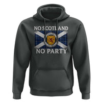 No Scotland No Party Hoodie Lion Rampant Crest Scottish Tartan Flag