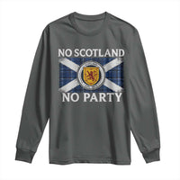 No Scotland No Party Long Sleeve Shirt Lion Rampant Crest Scottish Tartan Flag