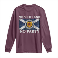 No Scotland No Party Long Sleeve Shirt Lion Rampant Crest Scottish Tartan Flag