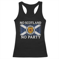 No Scotland No Party Racerback Tank Top Lion Rampant Crest Scottish Tartan Flag