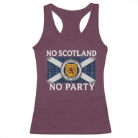 No Scotland No Party Racerback Tank Top Lion Rampant Crest Scottish Tartan Flag