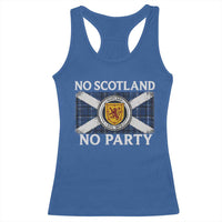 No Scotland No Party Racerback Tank Top Lion Rampant Crest Scottish Tartan Flag