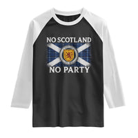 No Scotland No Party Raglan Shirt Lion Rampant Crest Scottish Tartan Flag
