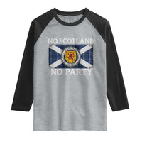 No Scotland No Party Raglan Shirt Lion Rampant Crest Scottish Tartan Flag