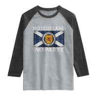 No Scotland No Party Raglan Shirt Lion Rampant Crest Scottish Tartan Flag