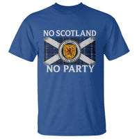 No Scotland No Party T Shirt Lion Rampant Crest Scottish Tartan Flag
