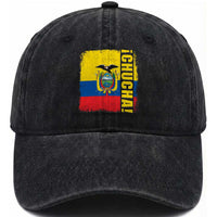 Chucha Funny Ecuadorian Slang Vintage Ecuador Flag Washed Cotton Baseball Cap