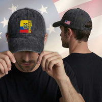 Chucha Funny Ecuadorian Slang Vintage Ecuador Flag Washed Cotton Baseball Cap