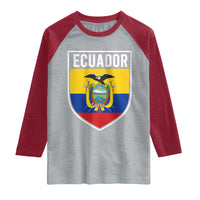 Ecuador Vintage Soccer Crest Escudo Ecuadorian Coat of Arms Raglan Shirt
