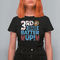 Back To School Baseball T Shirt For Women 3RD Grade Batter Up Glove Bat Ball - Wonder Print Shop