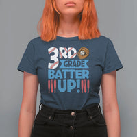 Back To School Baseball T Shirt For Women 3RD Grade Batter Up Glove Bat Ball - Wonder Print Shop