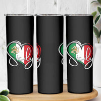 Sicily Palermo Italy Medusa Sicilia Heart Italian Flag Skinny Tumbler - Wonder Print Shop