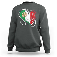 Sicily Palermo Italy Medusa Sicilia Heart Italian Flag Sweatshirt - Wonder Print Shop