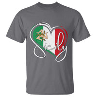 Sicily Palermo Italy Medusa Sicilia Heart Italian Flag T Shirt - Wonder Print Shop