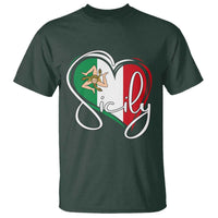 Sicily Palermo Italy Medusa Sicilia Heart Italian Flag T Shirt - Wonder Print Shop