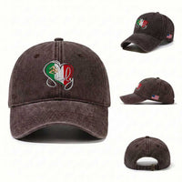 Sicily Palermo Italy Medusa Sicilia Heart Italian Flag Washed Cotton Baseball Cap