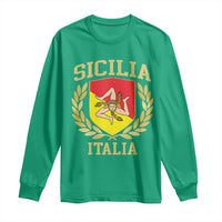Sicilia Flag Sicily Palermo Italy Triskelion Long Sleeve Shirt - Wonder Print Shop