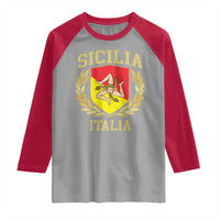 Sicilia Flag Sicily Palermo Italy Triskelion Raglan Shirt - Wonder Print Shop