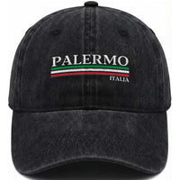 Palermo Sicily Italian Flag Souvenirs Sicilia Italia Washed Cotton Baseball Cap