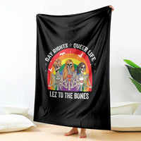Halloween LGBT Throw Blanket Gay Rights Queer Life Lez To The Bones Skeleton - Wonder Print Shop