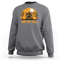 Funny Halloween Football Sweatshirt Boy Of Fall American Football Player Zombie Pumpkin Bat - Wonder Print Shop