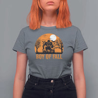 Funny Halloween Football T Shirt For Women Boy Of Fall American Football Player Zombie Pumpkin Bat - Wonder Print Shop