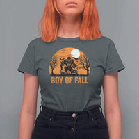 Funny Halloween Football T Shirt For Women Boy Of Fall American Football Player Zombie Pumpkin Bat - Wonder Print Shop