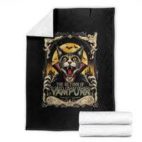 Funny Halloween Cat Throw Blanket The Return Of Vampurr Scary Vampire Moon Bat - Wonder Print Shop