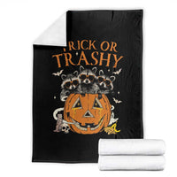 Funny Halloween Throw Blanket Trick Or Trashy Racoon Vintage Pumpkin Bat Trash - Wonder Print Shop