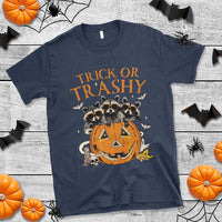 Funny Halloween T Shirt Trick Or Trashy Racoon Vintage Pumpkin Bat Trash - Wonder Print Shop