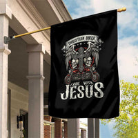 Christian Biker I Ride With Jesus Garden Flag Religious Faith Motorcycle Rider Skull - Wonder Print Shop