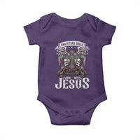 Christian Biker I Ride With Jesus Baby Onesie Religious Faith Motorcycle Rider Skull - Wonder Print Shop