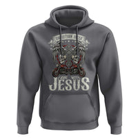 Christian Biker I Ride With Jesus Hoodie Religious Faith Motorcycle Rider Skull - Wonder Print Shop