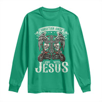 Christian Biker I Ride With Jesus Long Sleeve Shirt Religious Faith Motorcycle Rider Skull - Wonder Print Shop
