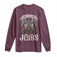 Christian Biker I Ride With Jesus Long Sleeve Shirt Religious Faith Motorcycle Rider Skull - Wonder Print Shop