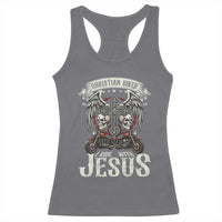 Christian Biker I Ride With Jesus Racerback Tank Top Religious Faith Motorcycle Rider Skull - Wonder Print Shop