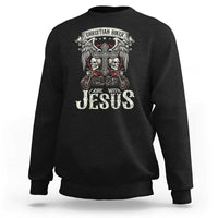 Christian Biker I Ride With Jesus Sweatshirt Religious Faith Motorcycle Rider Skull - Wonder Print Shop