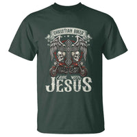 Christian Biker I Ride With Jesus T Shirt Religious Faith Motorcycle Rider Skull - Wonder Print Shop