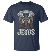 Christian Biker I Ride With Jesus T Shirt Religious Faith Motorcycle Rider Skull - Wonder Print Shop