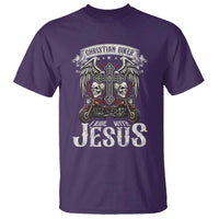 Christian Biker I Ride With Jesus T Shirt Religious Faith Motorcycle Rider Skull - Wonder Print Shop