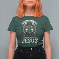 Christian Biker I Ride With Jesus T Shirt For Women Religious Faith Motorcycle Rider Skull - Wonder Print Shop