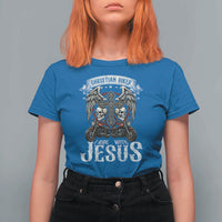 Christian Biker I Ride With Jesus T Shirt For Women Religious Faith Motorcycle Rider Skull - Wonder Print Shop