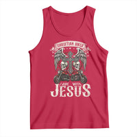 Christian Biker I Ride With Jesus Tank Top Religious Faith Motorcycle Rider Skull - Wonder Print Shop