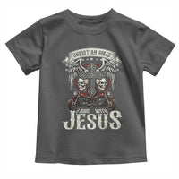 Christian Biker I Ride With Jesus Toddler T Shirt Religious Faith Motorcycle Rider Skull - Wonder Print Shop