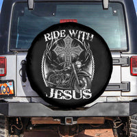 Christian Biker Spare Tire Cover Ride With Jesus Religious Faith Motorcycle Rider - Wonder Print Shop