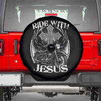 Christian Biker Spare Tire Cover Ride With Jesus Religious Faith Motorcycle Rider - Wonder Print Shop