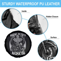 Christian Biker Spare Tire Cover Ride With Jesus Religious Faith Motorcycle Rider - Wonder Print Shop