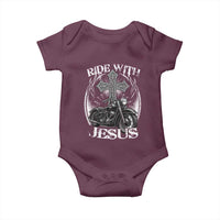 Christian Biker Baby Onesie Ride With Jesus Religious Faith Motorcycle Rider - Wonder Print Shop