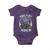 Christian Biker Baby Onesie Ride With Jesus Religious Faith Motorcycle Rider - Wonder Print Shop