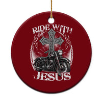 Christian Biker Ceramic Ornament Ride With Jesus Religious Faith Motorcycle Rider - Wonder Print Shop